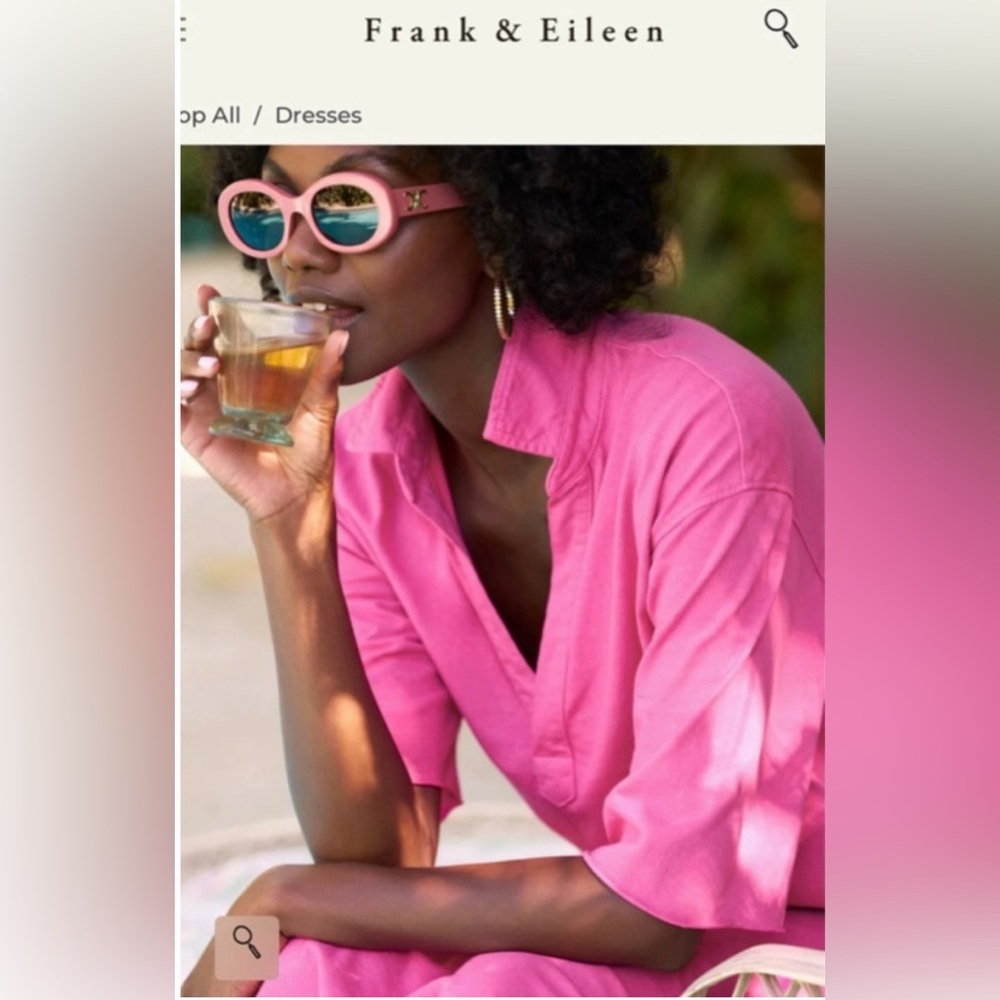 New Frank & Eileen Emma Popover Henley Maxi Dress Pink Size L - Picture 3 of 11